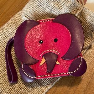 Handmade Leather Elephant Wristlet/Coin Purse